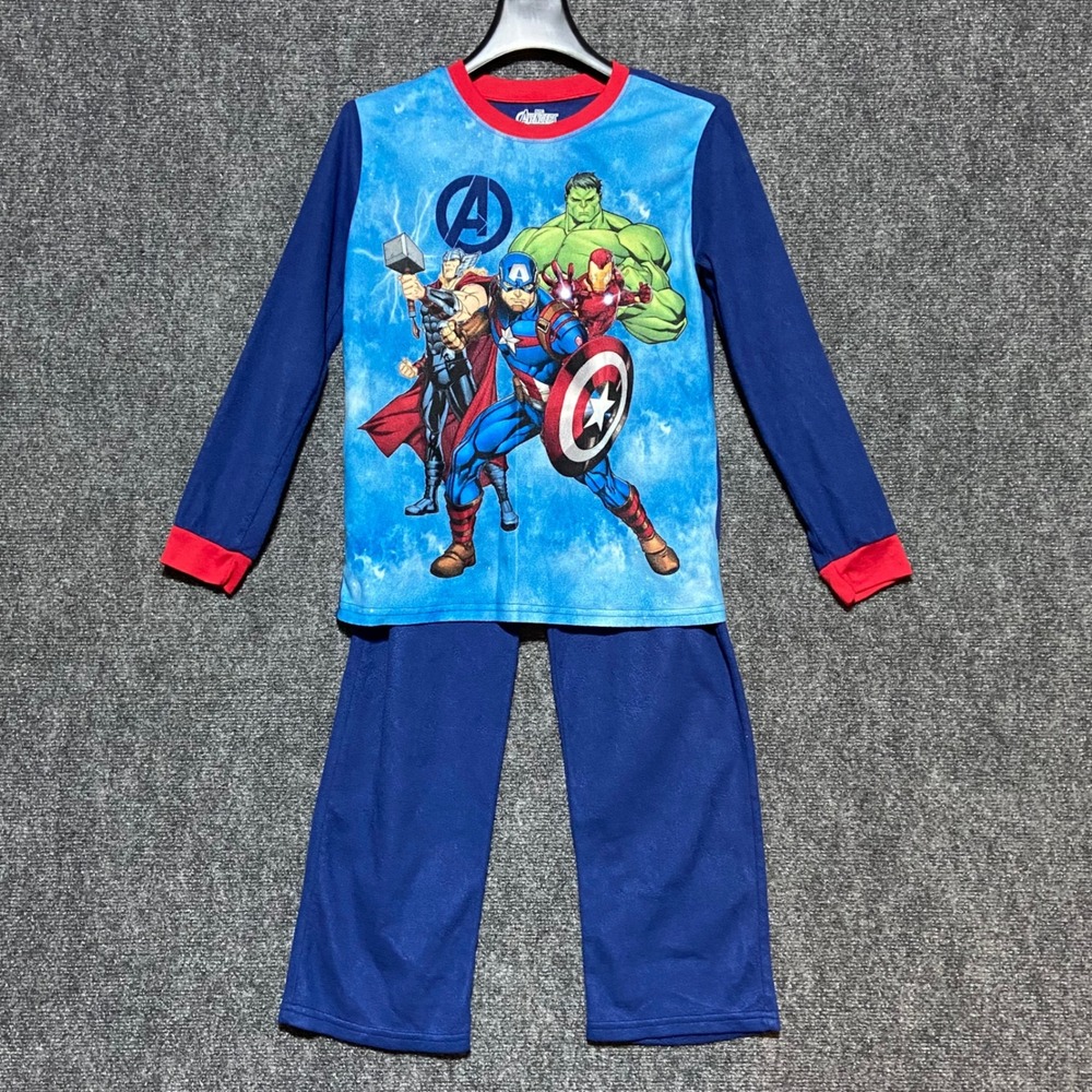 Boys Marvel Avengers Pajamas Size 10 12 Long‎ Sleeve Flame Resistant Sleepwear